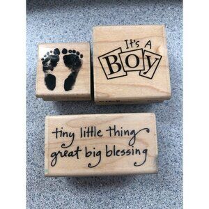Hampton Art Bella Geste Great Big Blessing Its A Boy Rubber Stamp Set Of 3 BG232